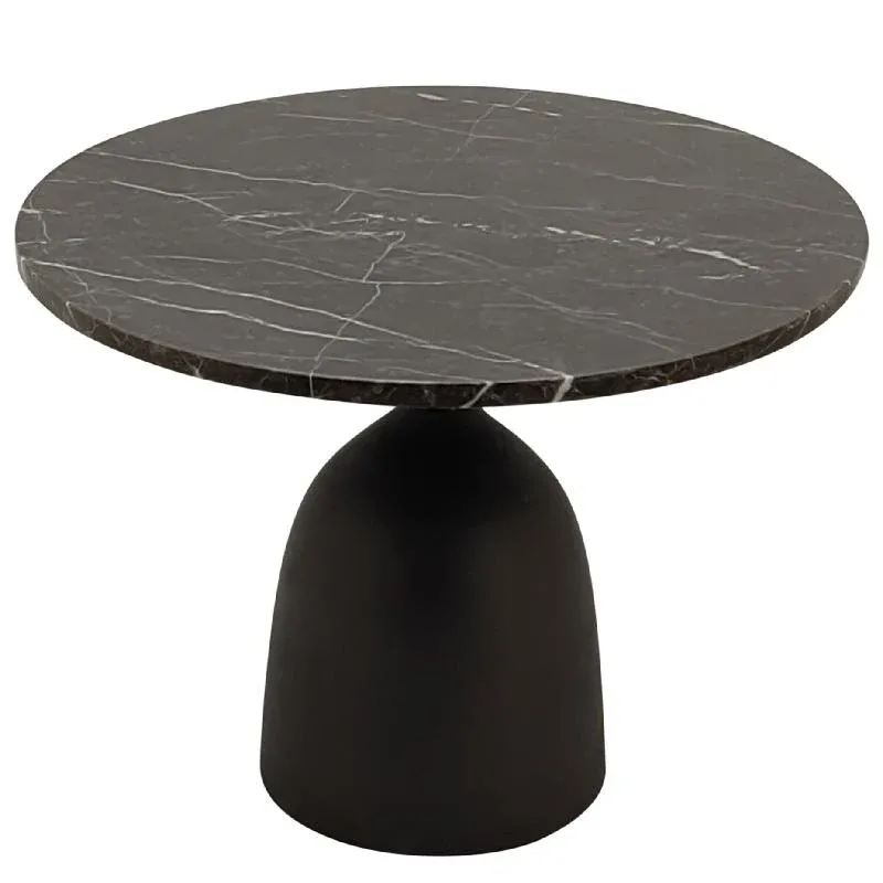 Beistelltisch – Marmor Oberfläche, Rundes Design, Braunes Finish – Patras | PTMD