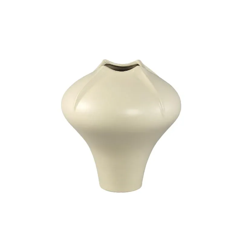 Vase – Cremefarbene Oberfläche, Matte Oberfläche, Organische Form, Steinzeug, L – Ginos | PTMD