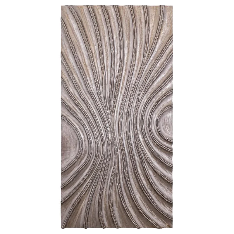 Wandpaneel aus MDF in Dunkelbraun mit glänzendem Finish, Wellenstruktur, rechteckiger Form, L – Reddie | PTMD