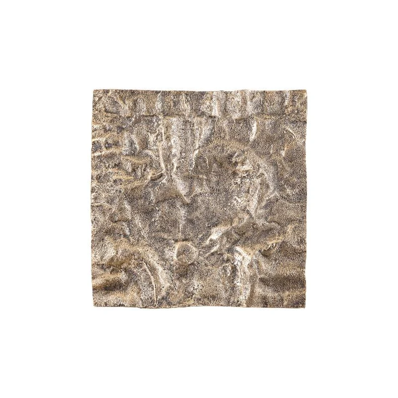 Wandpaneel aus gegossenem Aluminium in Goldoptik mit rauer Oberfläche, quadratischer Form, L – Eogan | PTMD