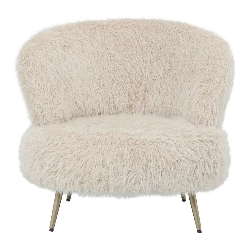 Sessel – Felloptik Stoffbezug, Beige Oberfläche, Gepolsterte Sitzfläche – Franklyn | PTMD