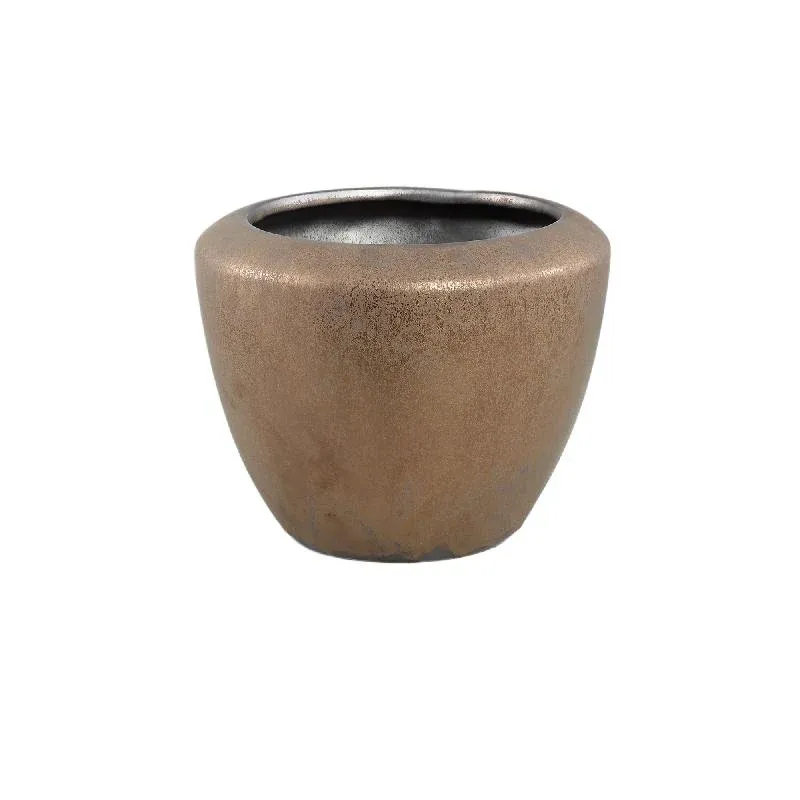 Topf – Bronze Oberfläche, Runde Form, Glatte Oberfläche, Keramik Material, M – Kyleigh | PTMD