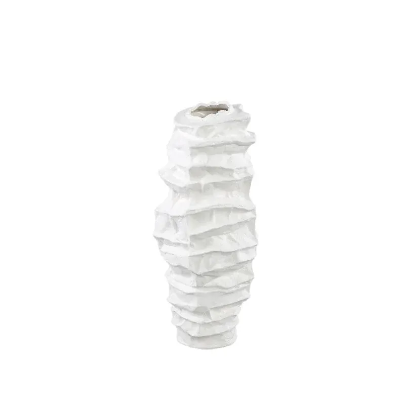 Vase – Steinzeug Keramik, Unregelmäßiges Design, Weiße Farbe, Schlanke Form, S – Aharon | PTMD