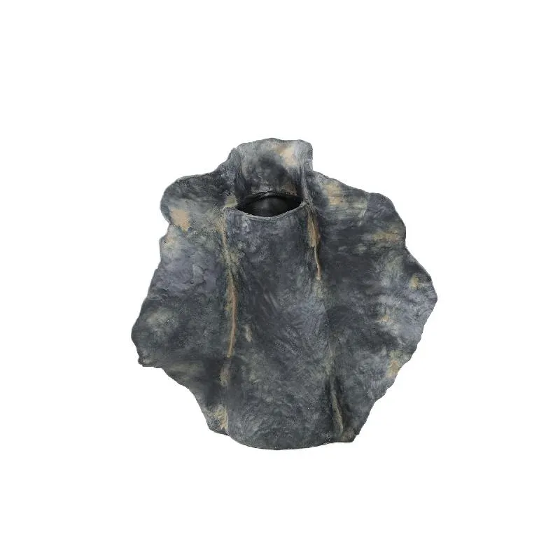 Vase – Steinzeug Keramik, Organisches Design, Schwarze Farbe, M – Aleigha | PTMD