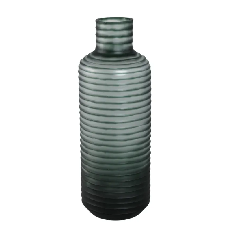Vase – Massives Glas, Glatte Oberfläche, Dunkelgrüne Farbe M – Kalyce | PTMD