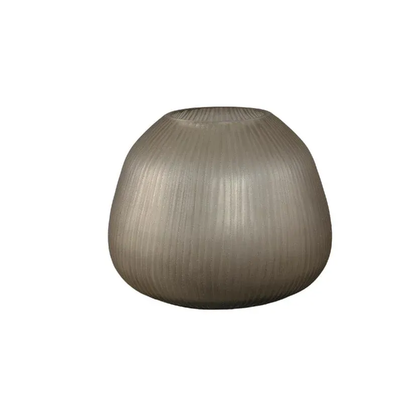 Vase – Braunglas, Geriffelte Oberfläche, Runde Form, S – Marria | PTMD