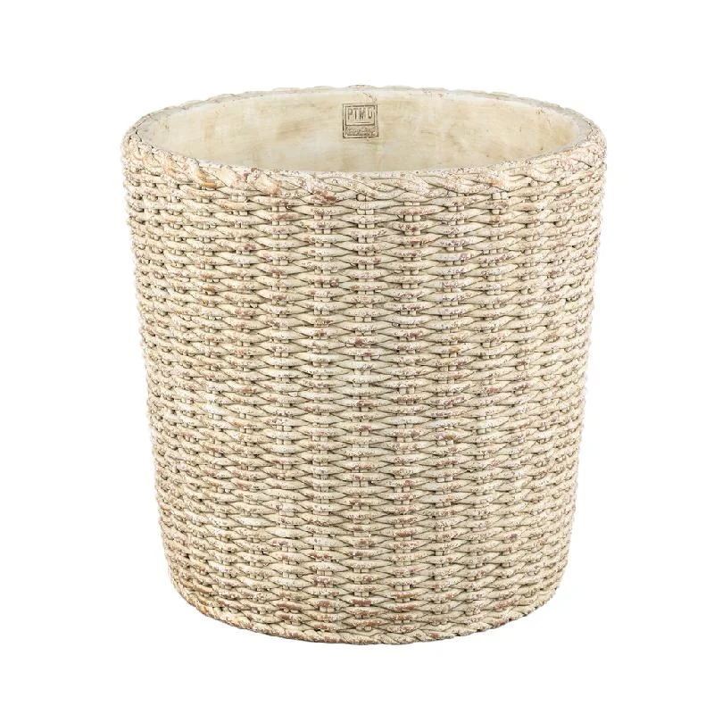 Topf – Runde Form, Zementmaterial, Korbmuster, XXL - Ranel | PTMD