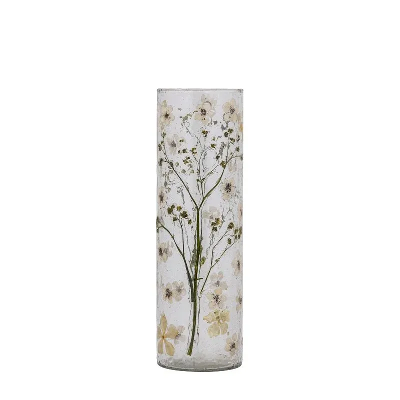 Vase – Gerades Design, Blattmosaik Finish, Weiße Farbe, M – Gresa | PTMD