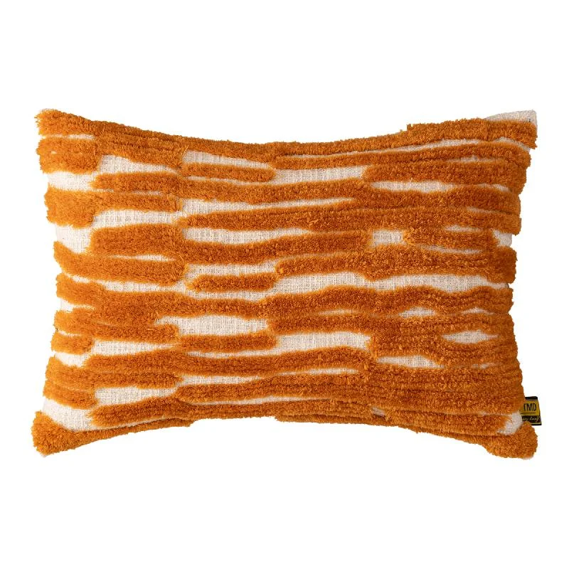 Kissen – Baumwolle, Gesticktes Muster, Rechteckige Form, Orange, L – Genica | PTMD
