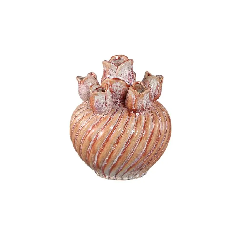 Vase – Wirbel Design, Keramik Material, Pfirsich Farbe, S – Mailia | PTMD