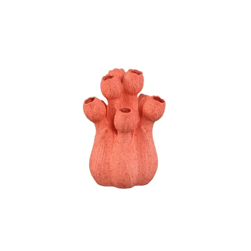 Vase – Rosa Farbe, Tulpenform, Rundes Design, Keramik, M – Ellodie | PTMD