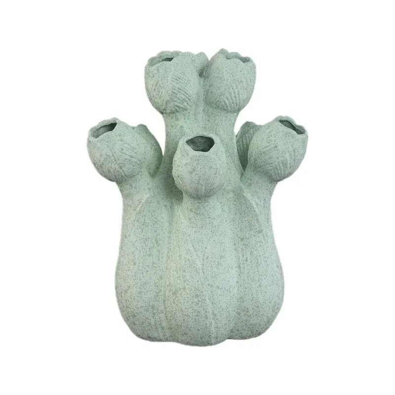 Vase – Türkisfarbe, Tulpenform, Rundes Design, Keramik, M – Ellodie | PTMD