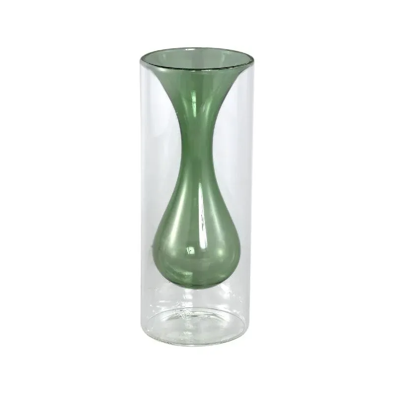 Vase – Glas Material, Innenstruktur Design, Petrolgrün, Klein Innen – Yanna | PTMD
