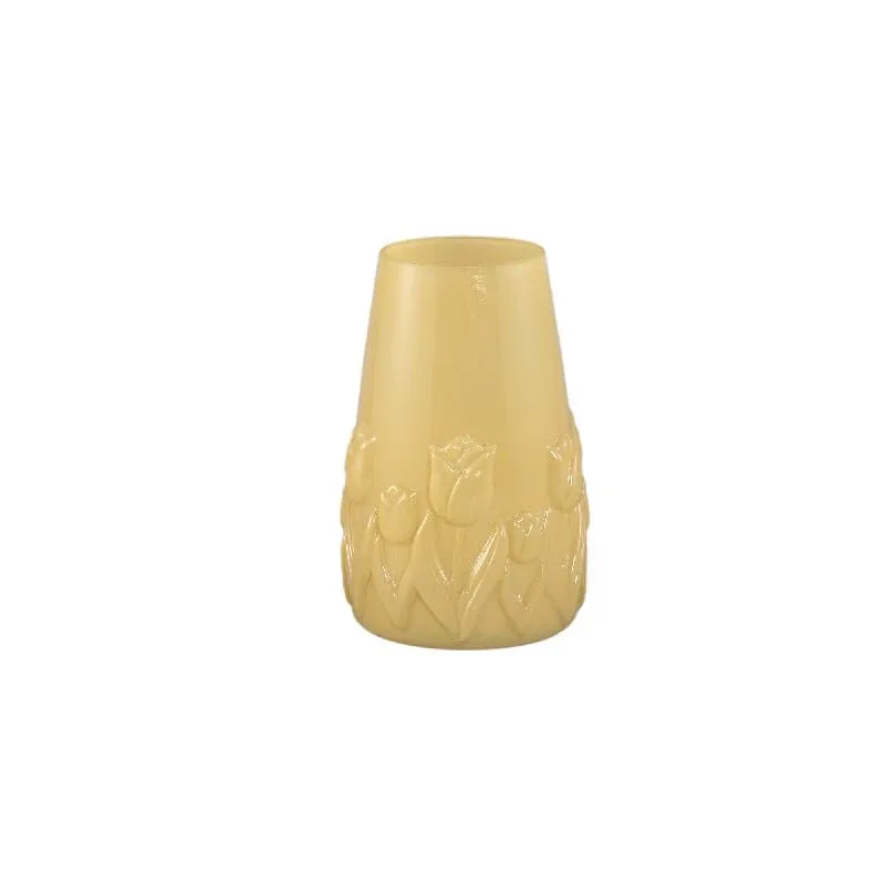 Vase – Tulpen Design, Runde Form, Glas Material, Creme, S – Beatrize | PTMD