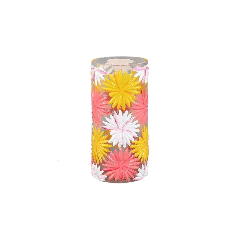 Vase – Rosa Glas, Runde Form, Blumen Dekor – Yoanna | PTMD