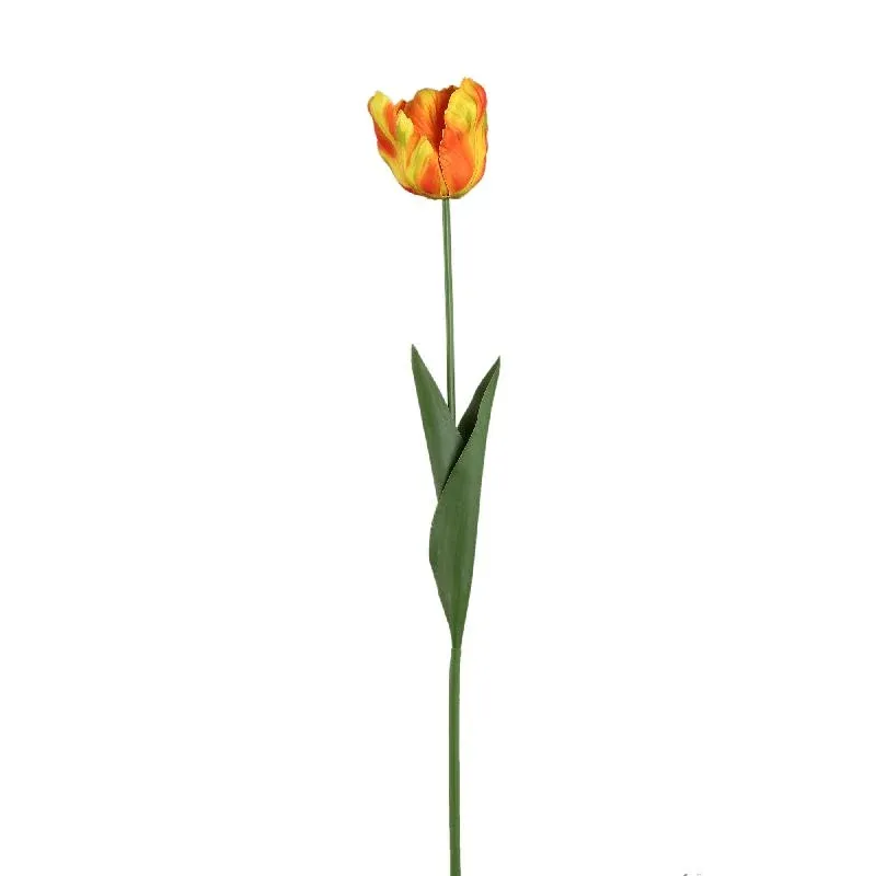 Tulpeblume - Orange Papageien-Tulpe mit Blättern, Kunststoff, Halbhändig gefertigt | PTMD