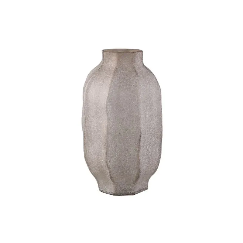 Vase – Beigefarbenes Glas, Geriffelte Oberfläche, Runde Form, Hoch – Natae | PTMD