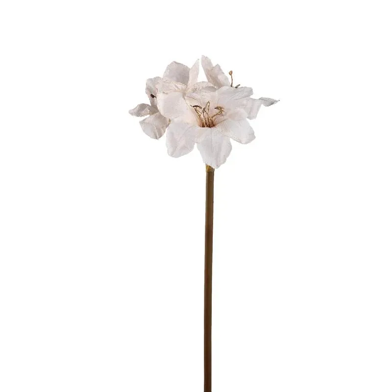 Amaryllisblume - Cremefarbener Amaryllis-Stiel, Metall, Kunststoff, Leinwand | PTMD