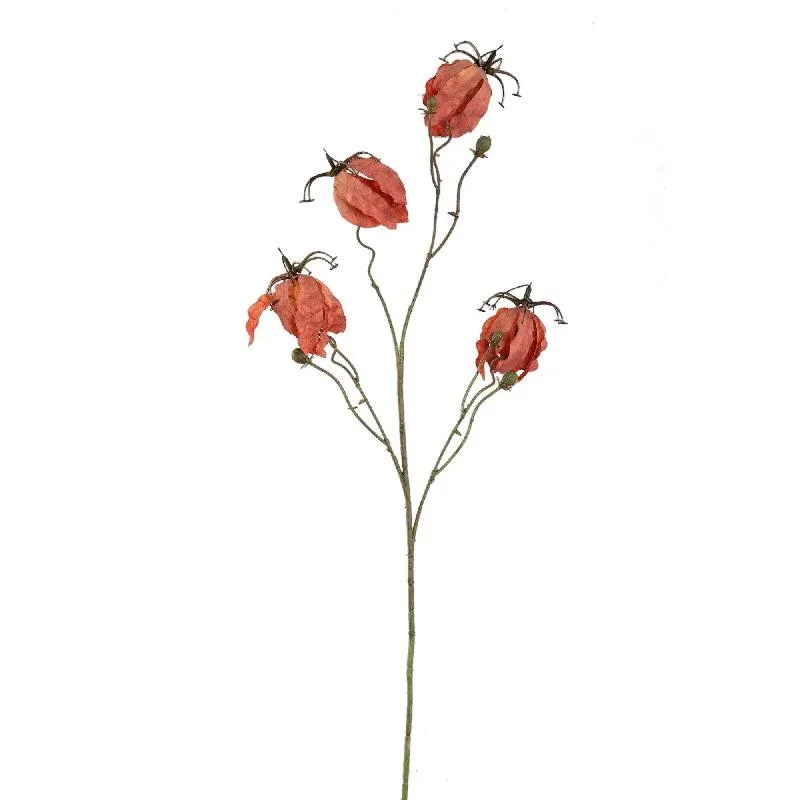 Gartenblume – Oranger Gloriosa-Blütenspray aus Metall, Kunststoff und Canvas | PTMD