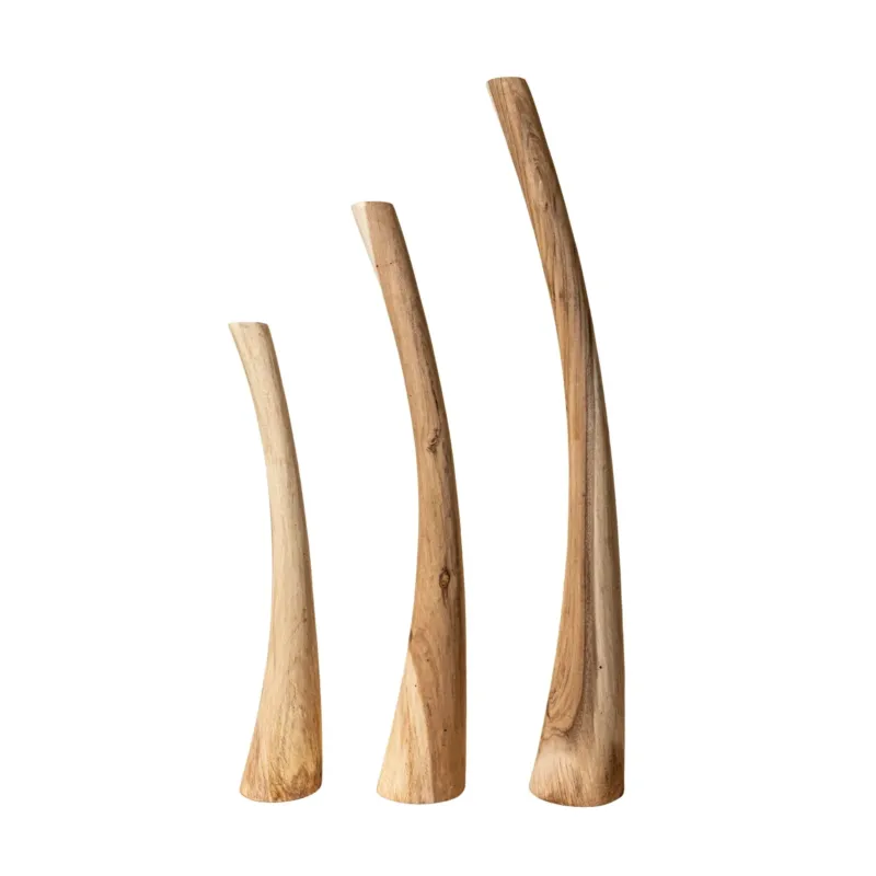 Statue – Gebogenes Design, Dekorative Form, Teakholz Material, Natur – Rush | PTMD
