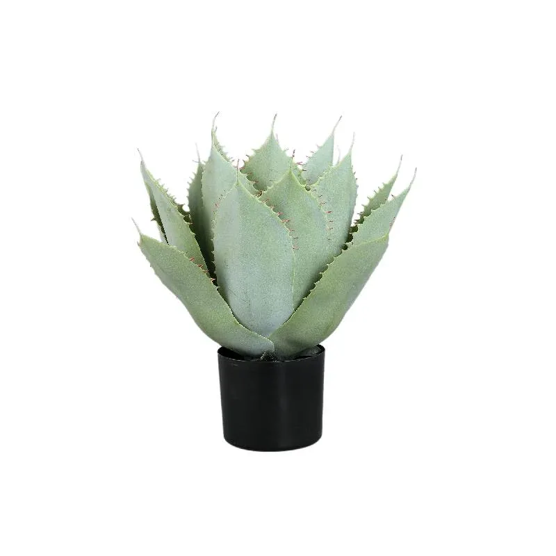 Kunstpflanze - Große Grüne Agave im Topf, Kunststoff, Naturoptik,M | PTMD