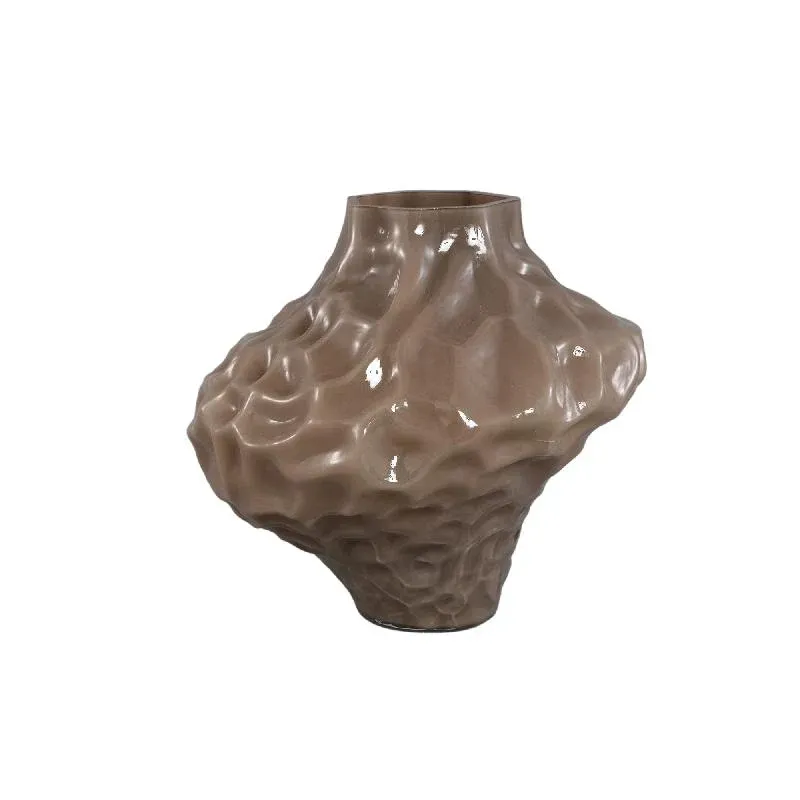 Vase – Massives Glas, Unregelmäßige Form, Taupe Farbe L – Moises | PTMD