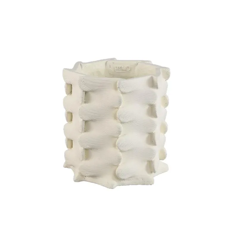Topf– Weiße Farbe, Dreidimensionales Erweiterungs Design, Zement Material, XL – Norma | PTMD