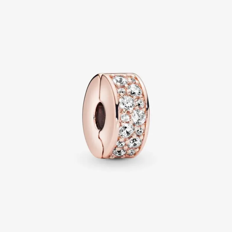 Pandora Pavé-Clip: Rosévergoldet, Klar Cubic Zirkonia