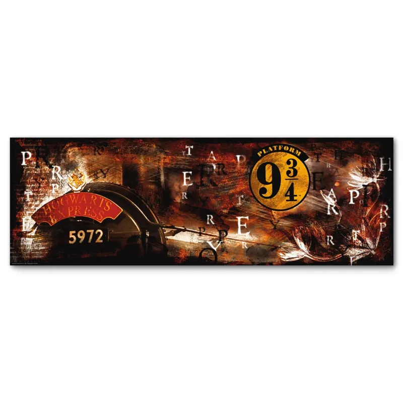 Wandbild – Holzrahmen Design, Leinwanddruck Optik, Gleis Motiv - Hogwarts Gleis 9 | Gilde