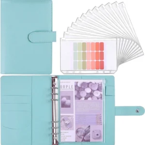 A5 Binder Notebook Financial Management with 12PCS Budget Envelopes Blue