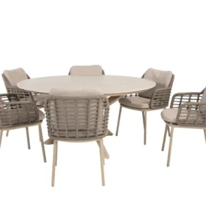 4SO Diningset Puglia Latte-Prado Keramik ø160cm 7-teilig