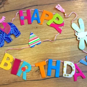 Girlande Happy Birthday Nepalpapier 1m - Polly Paper - Umweltfreundliche Schreibwaren