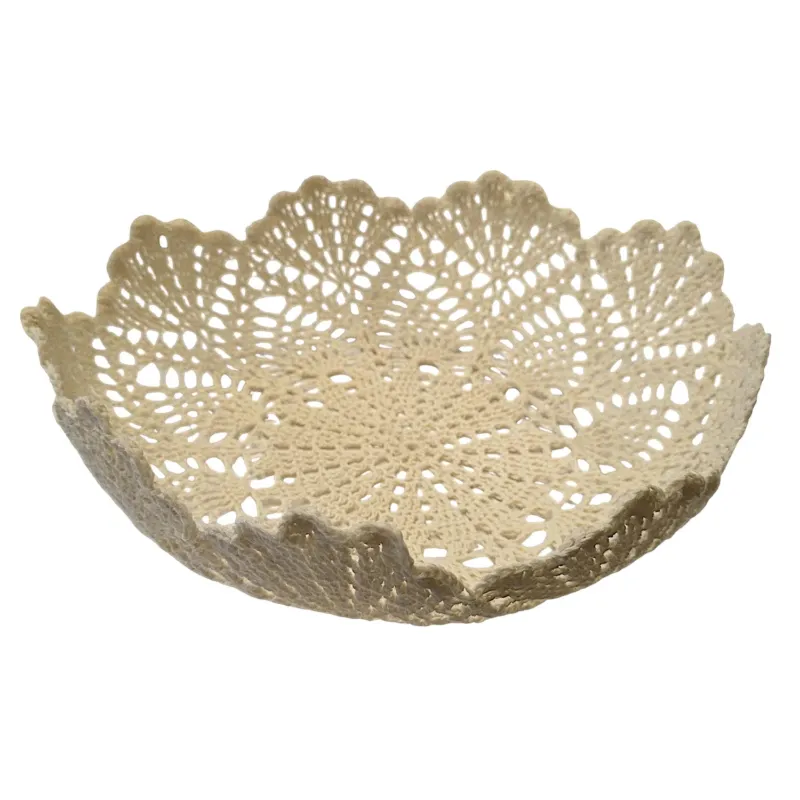 Dekoschale Makramee Baumwolle Beige Natur Schale 30 cm