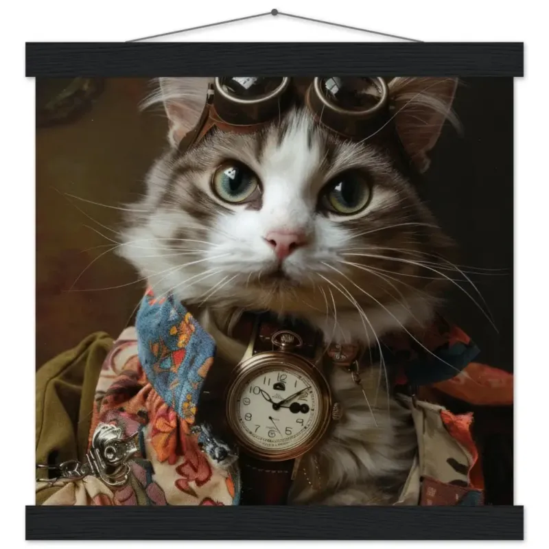 Schulposter – Manx Katze, Steampunk-Outfit, Retro-Brille | St Tropez Art
