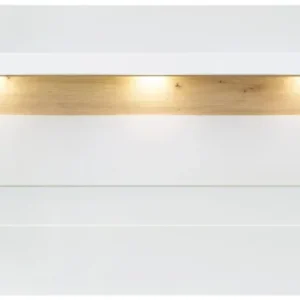 Wandboard Wandpaneel MEMPHIS 202 cm Weiß mit Artisan Eiche Nachbildung, Detail der LED-Beleuchtung.