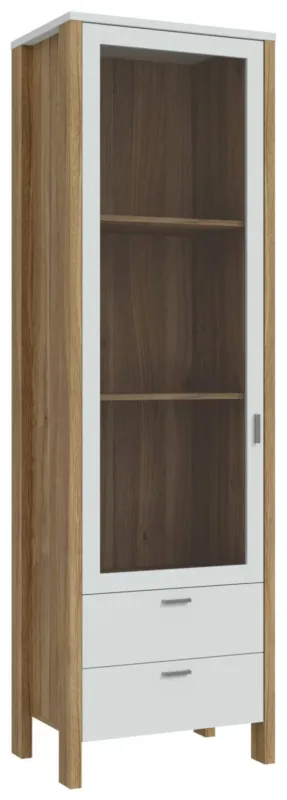 Vitrine SAITAMA Schrank mit Glastür Dekor Secret Grey und Eiche Optik