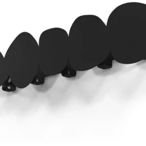 Spinder Tumulo Medium Garderobenständer in Schwarz mit fünf runden Hutformen in Seitenansicht.