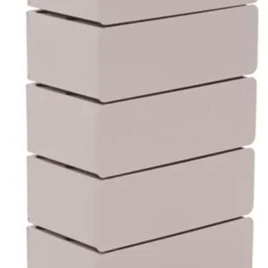 Spinder JOEY 5 Dresser in Silky Taupe mit fünf gestapelten Schubfächern und glatter Frontpartie in Gesamtansicht.