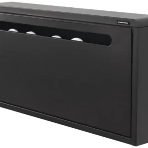 Spinder MARIO Schuhschrank in Schwarz mit horizontalem Schlitzdesign in der Frontansicht.