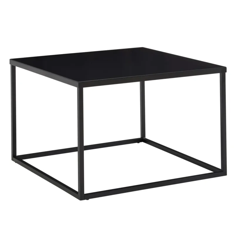 Couchtisch 60x60x40cm Metall Schwarz mit quadratischer Tischplatte und Industrial-Metallgestell in Gesamtansicht.