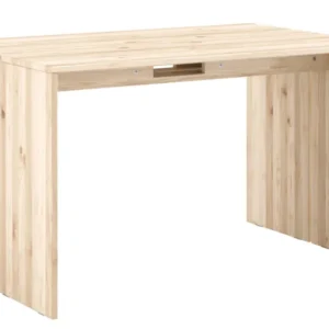 Esstisch JOIN-IN Dining Table aus Kiefer Massivholz in Natur mit massiven Beinen und integriertem Stauraum, Gesamtansicht.