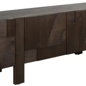 Sideboard BRUNEAU in Dunkelbraun mit massiven Holzbeinen in Gesamtansicht von vorne.