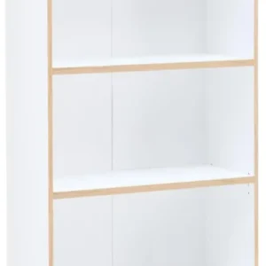 Büroregal MEMPHIS WH03 Weiß & Artisan Eiche – Gesamtansicht mit fünf offenen Fächern.