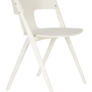 Gartenstuhl Horizon 4er-Set in Off-White aus Polypropylen, Gesamtansicht mit geschwungener Rückenlehne und schlankem Gestell.