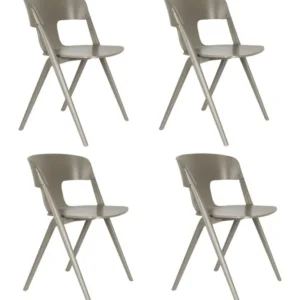 Gartenstuhl Horizon im 4er-Set in Taupe aus Polypropylen, Gesamtansicht aller vier Stühle.
