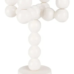 Kerzenständer Bubbles Four aus Aluminium in Beige mit vier kugelförmigen Haltern, Gesamtansicht.