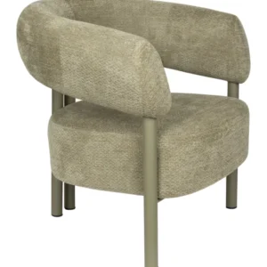 Loungesessel Heels Zuiver in Grün mit geschwungener Rückenlehne und Metallgestell in Gesamtansicht.