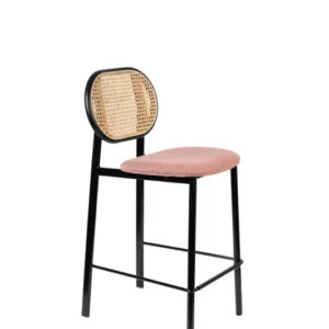 Barhocker Spike von Zuiver mit Stoffbezug in Rosa, Stahlgestell