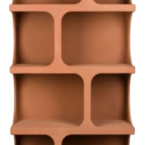 Regal Dundee XL in Terracotta mit vier Ebenen und acht großzügigen Ablagefächern in Gesamtansicht.