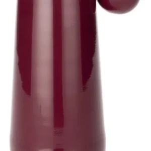 Dutchbone Vase Dot L Bordeaux in glänzender burgunderroter Farbe, Gesamtansicht mit kugelförmigem Griff an der Seite.